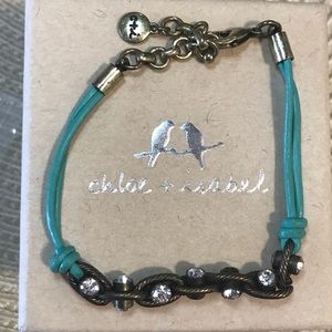 Jewelry - Turquoise Leather and Crystal Chain Bracelet Jewelry - Turquoise Leather and Crystal Chain Bracelet